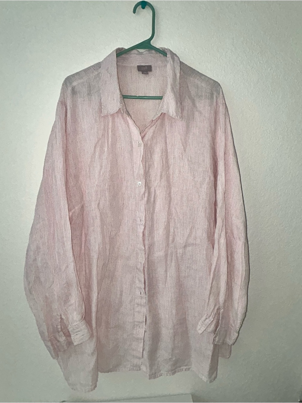 J. Jill 100% linen Light Pink Linen Button-Up Shirt 4X